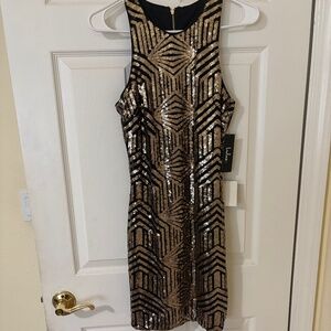 Dress sequin black and gold mini  brand new